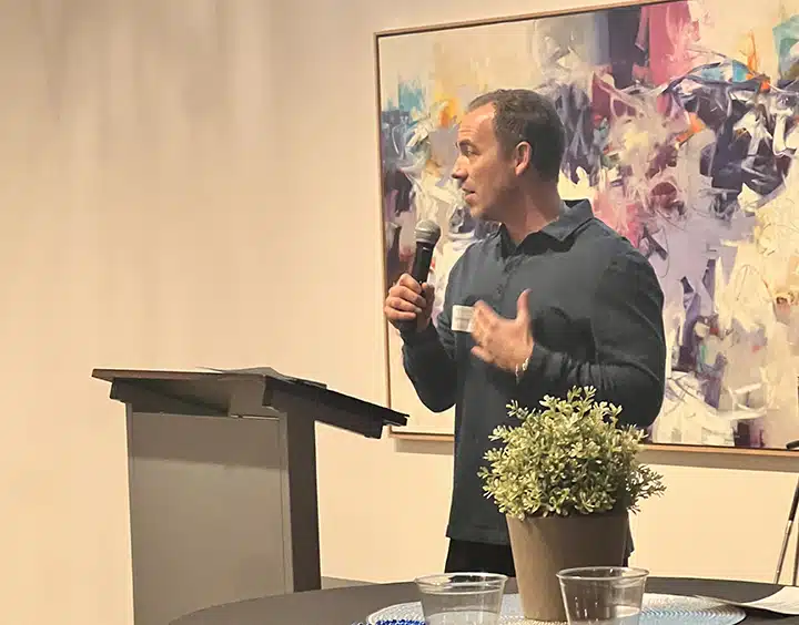 Mighty Pine owner speaking at event in Arvada, CO.