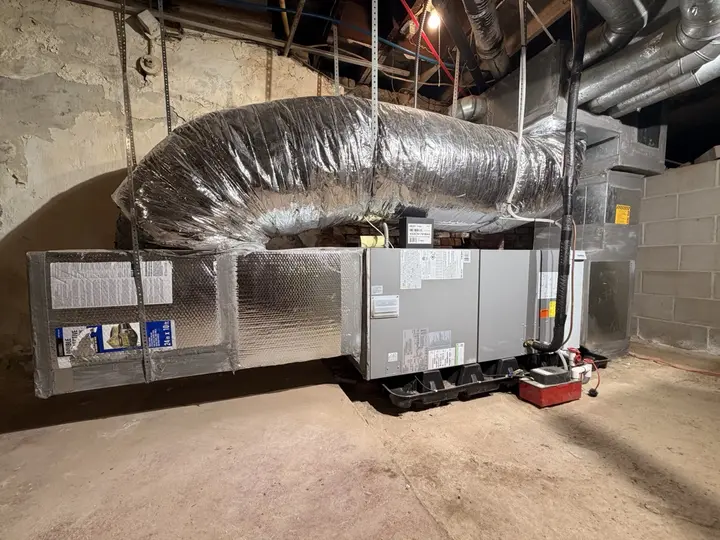 Horizontal HVAC system installed in a crawl space by Mighty Pine