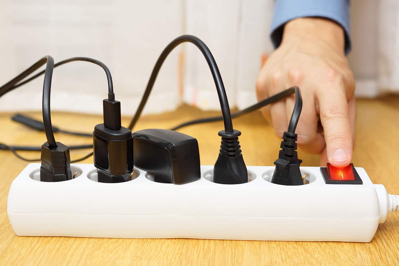 power bar with all outlets being used